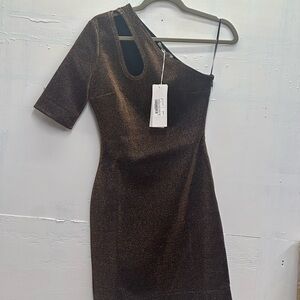 NWT Stella McCartney Darla Metallic Bronze Dress-Size 38 MSRP $1,675